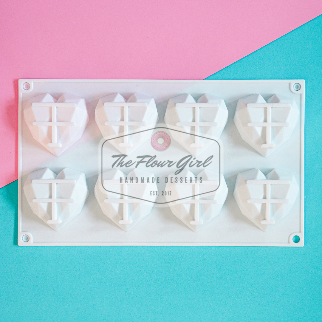 3D 8-Cavity Silicone Geometric Heart Mold