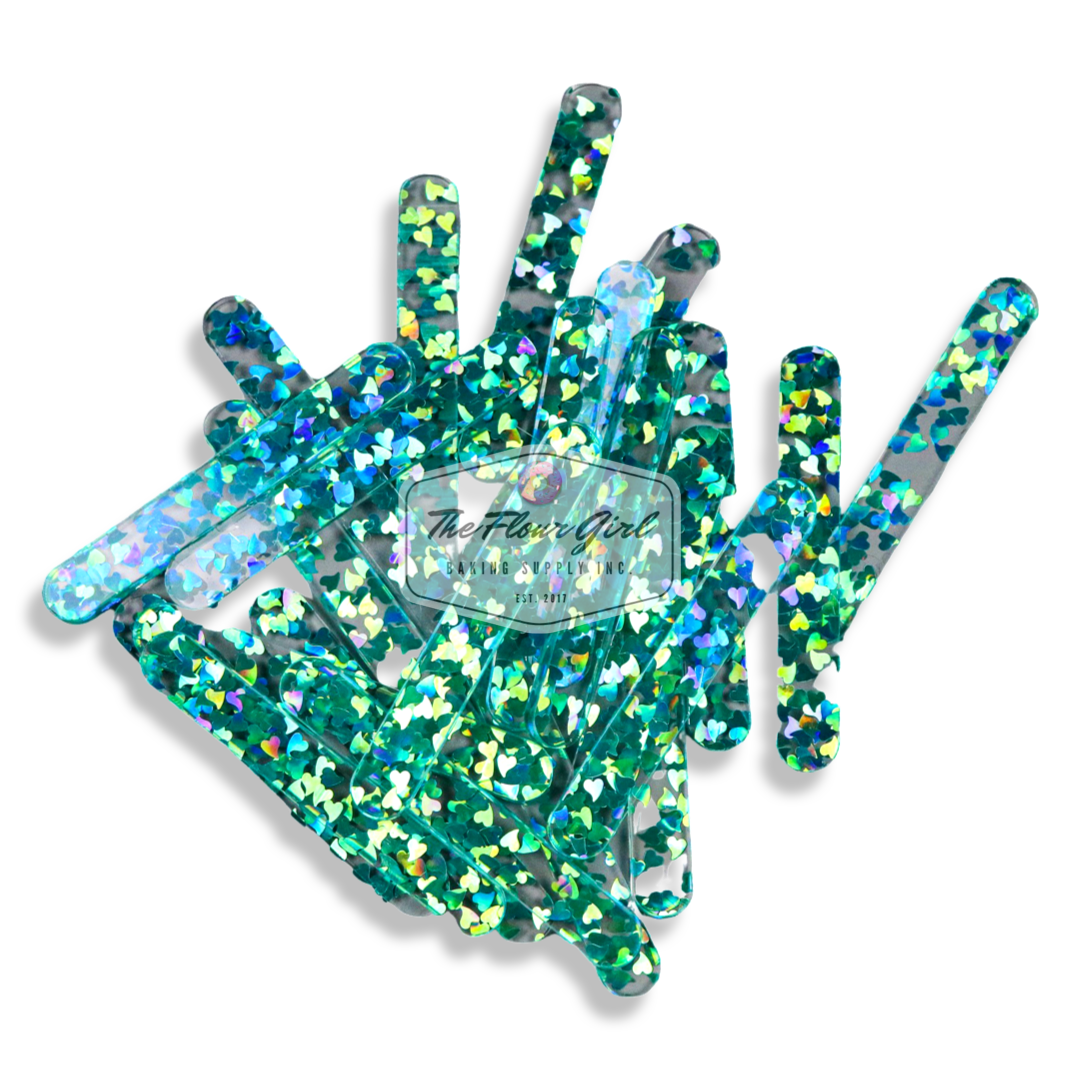 MINI Shape Glitter Acrylic Popsicle Sticks
