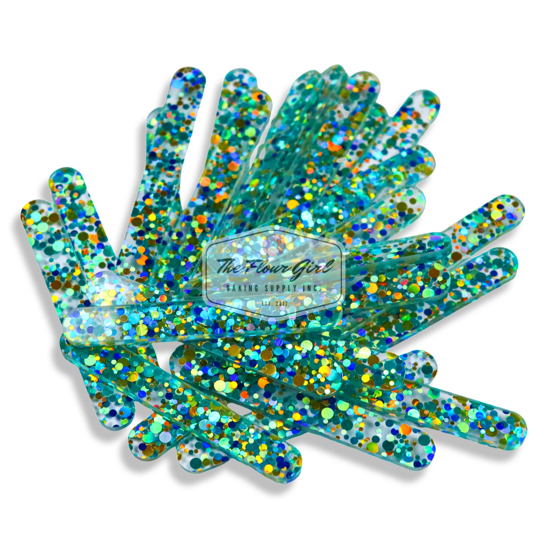 MINI Polka Dot Glitter Acrylic Popsicle Sticks