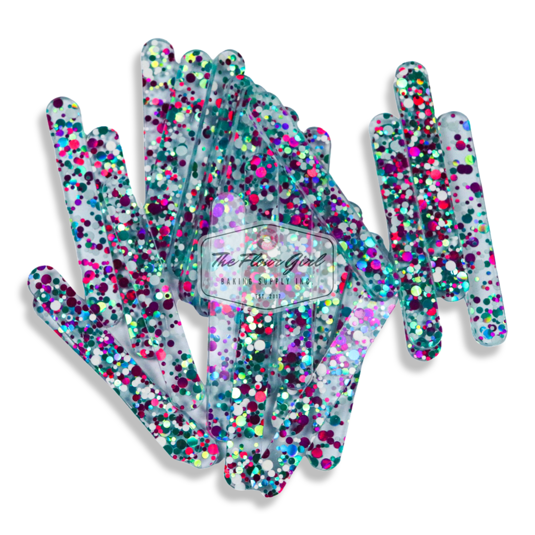 MINI Polka Dot Glitter Acrylic Popsicle Sticks