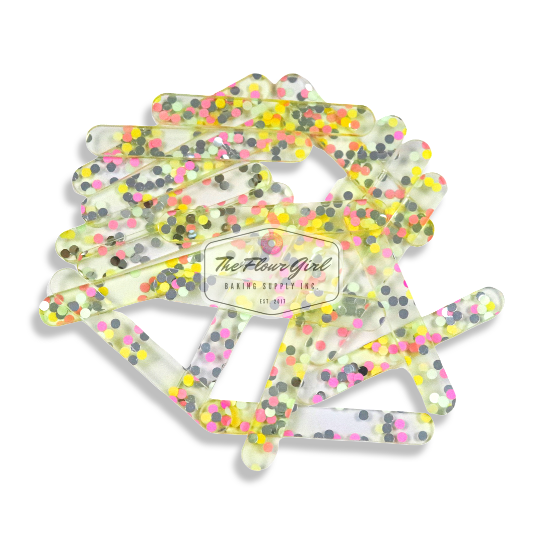 MINI Polka Dot Glitter Acrylic Popsicle Sticks