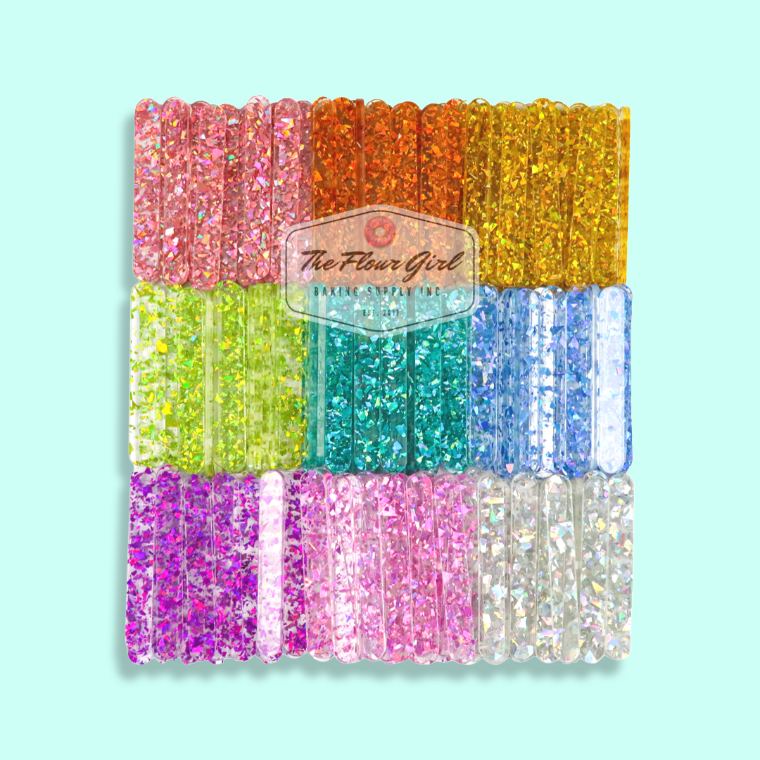 MINI Transparent Glitter Acrylic Popsicle Sticks – The Flour Girl