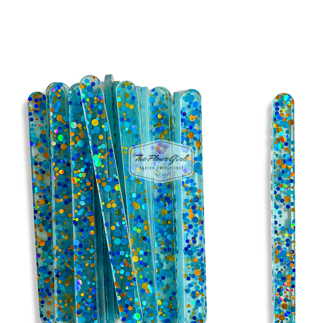 Polka Dot Glitter Acrylic Popsicle Sticks