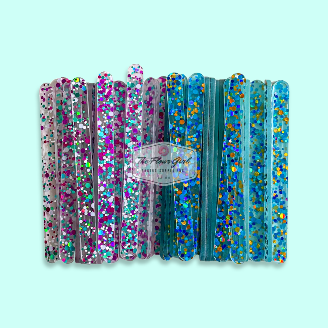 Polka Dot Glitter Acrylic Popsicle Sticks
