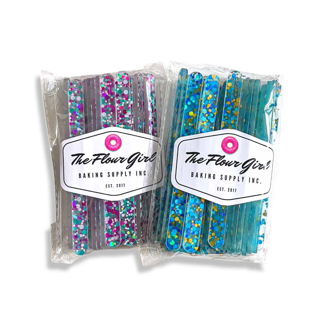 Polka Dot Glitter Acrylic Popsicle Sticks