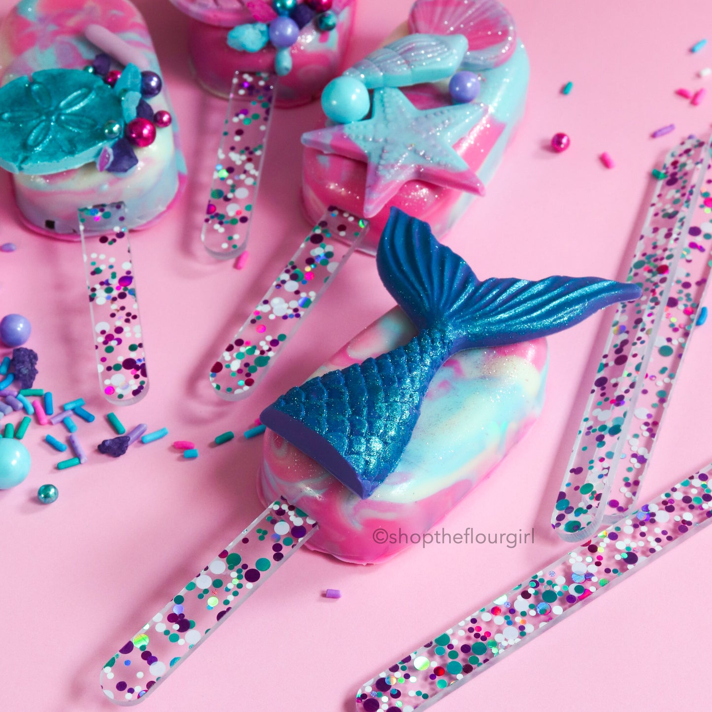 Polka Dot Glitter Acrylic Popsicle Sticks