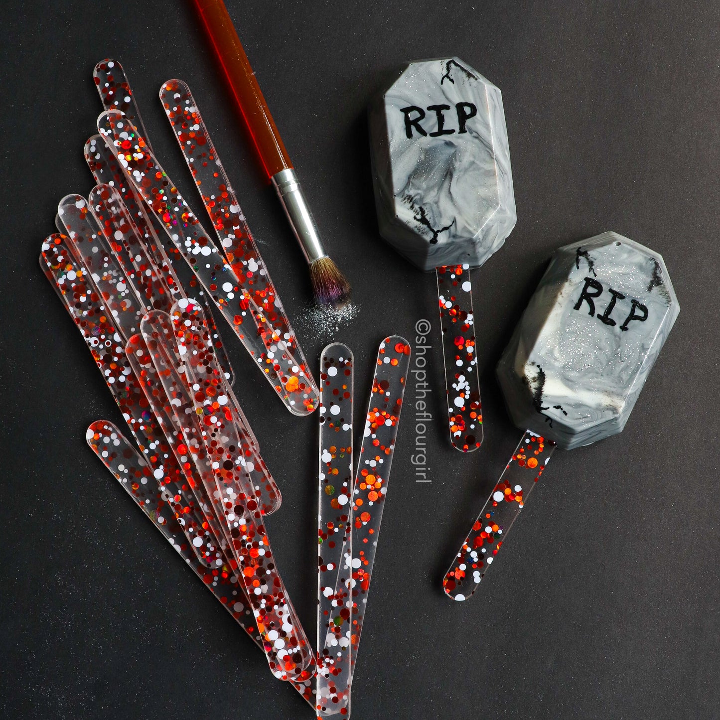 Polka Dot Glitter Acrylic Popsicle Sticks