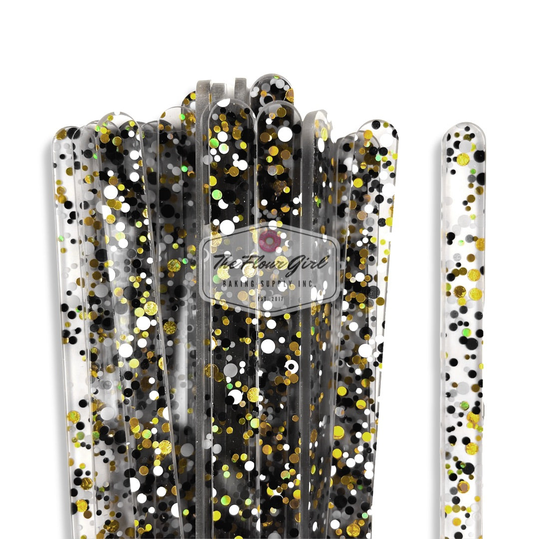 Polka Dot Glitter Acrylic Popsicle Sticks