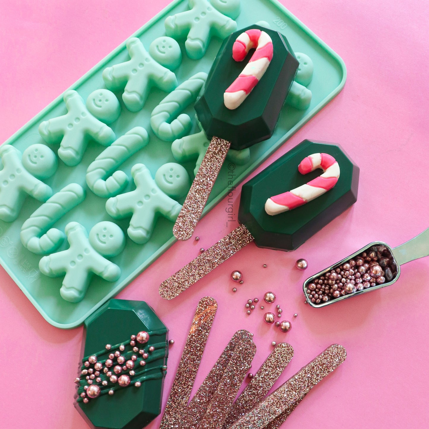 Mini Christmas Gingerbread Man Candy Cane Silicone Mold