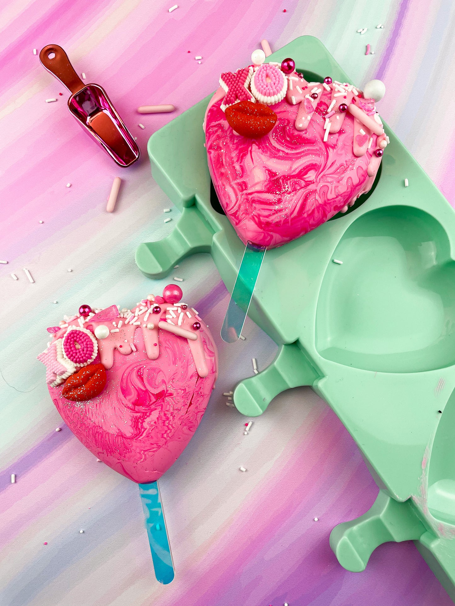 4-Cavity Heart Silicone Cakesicle Mold