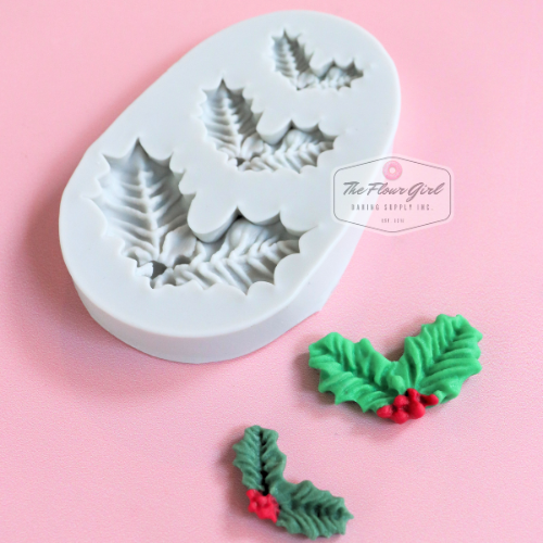 Mini Christmas Holly Silicone Mold