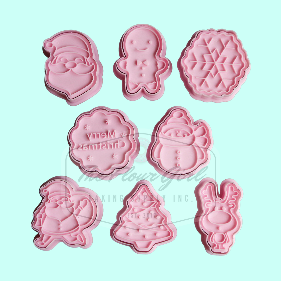 8-Piece Christmas Cookie Cutter Stamp Set