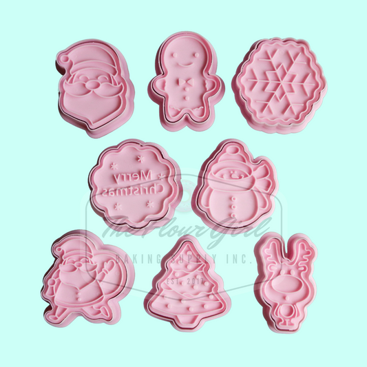 8-Piece Christmas Cookie Cutter Stamp Set