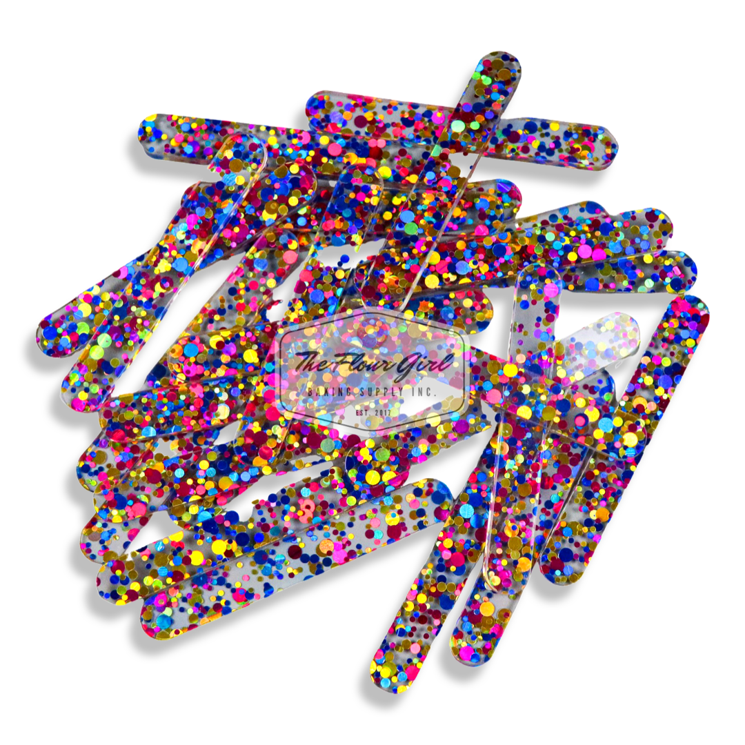 MINI Polka Dot Glitter Acrylic Popsicle Sticks