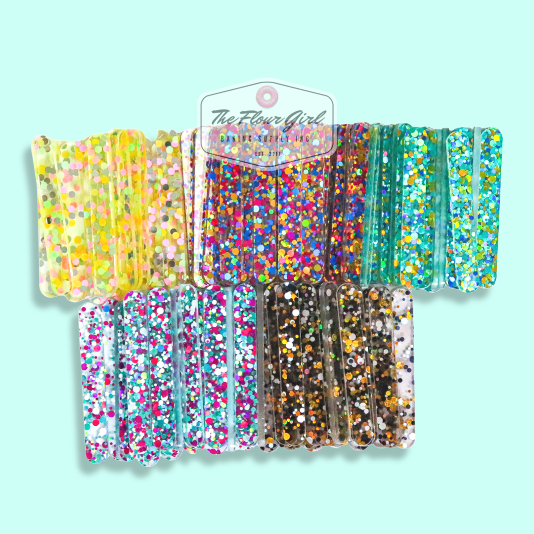 MINI Polka Dot Glitter Acrylic Popsicle Sticks