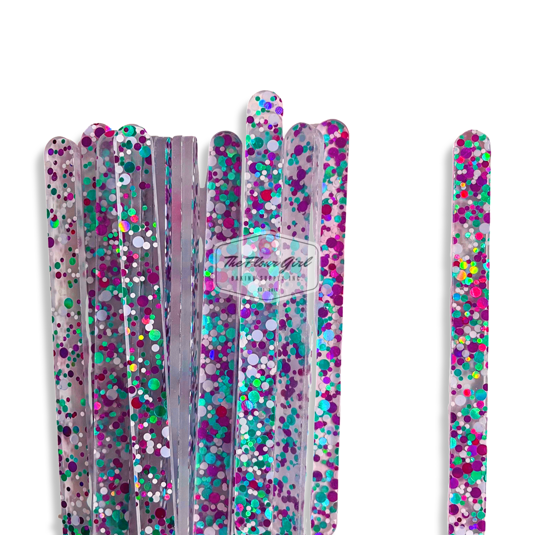 Polka Dot Glitter Acrylic Popsicle Sticks