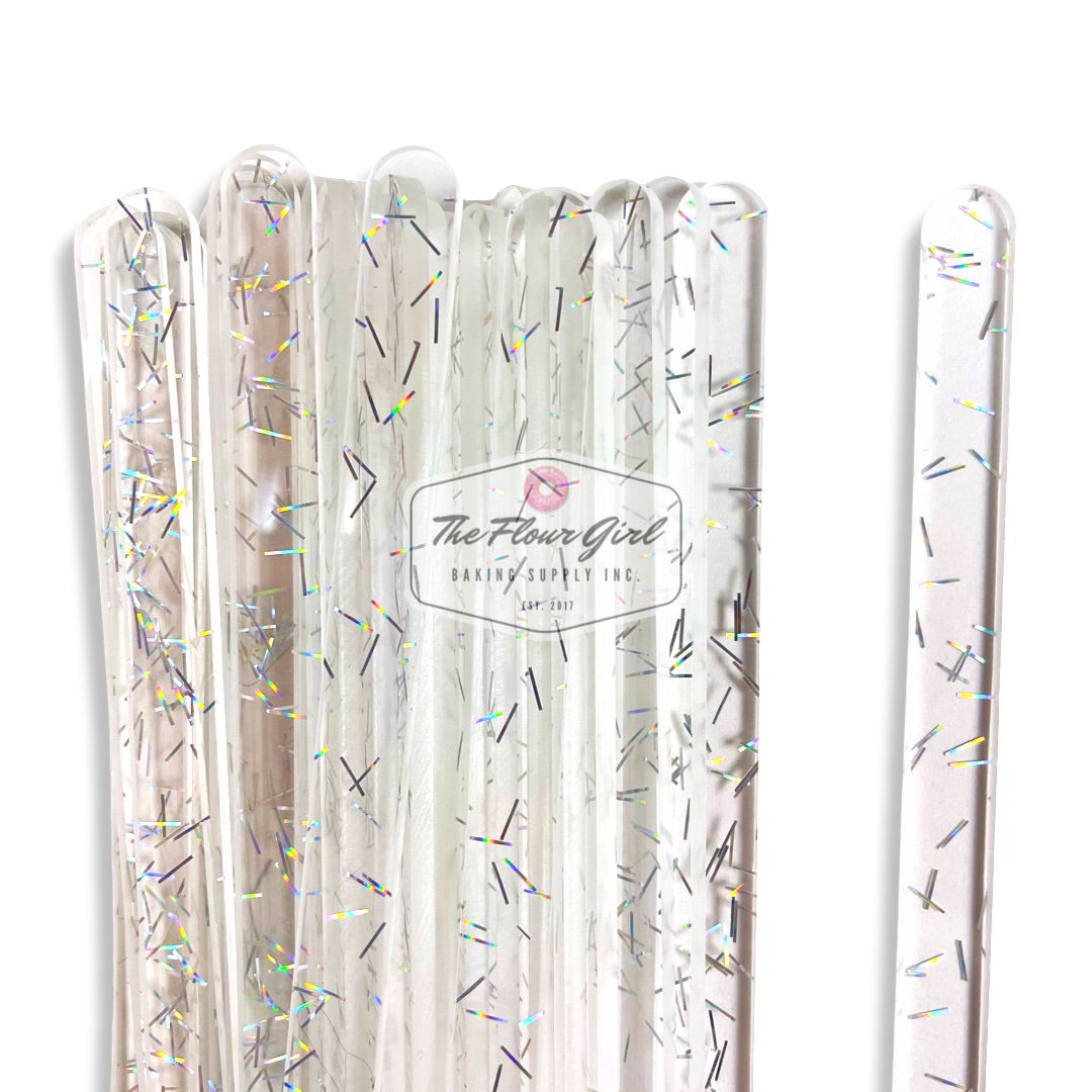 Transparent Glitter Acrylic Popsicle Sticks