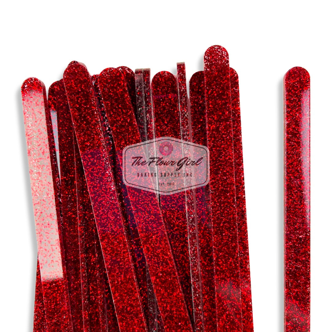 24 Red Glitter Popsicle Sticks